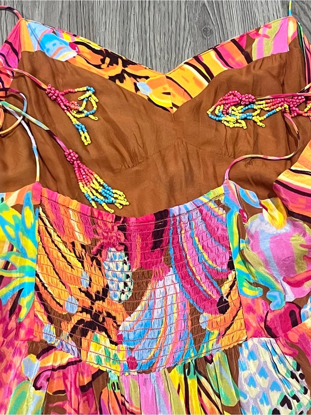 FARM Rio Multicolor Tropical Tiered Maxi summer Boho Dress Sz XL - Picture 6 of 15